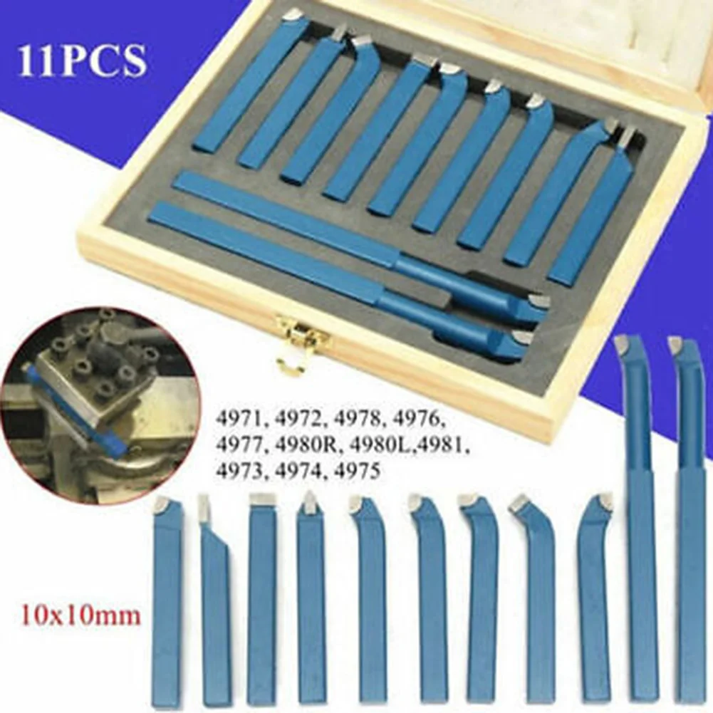 11Pcs/Set 10mm/12mm Carbide Tip Cutting Turning Boring Bit Mini Metal Lathe Tool Carbide For Metal Working Lathe Thread Milling