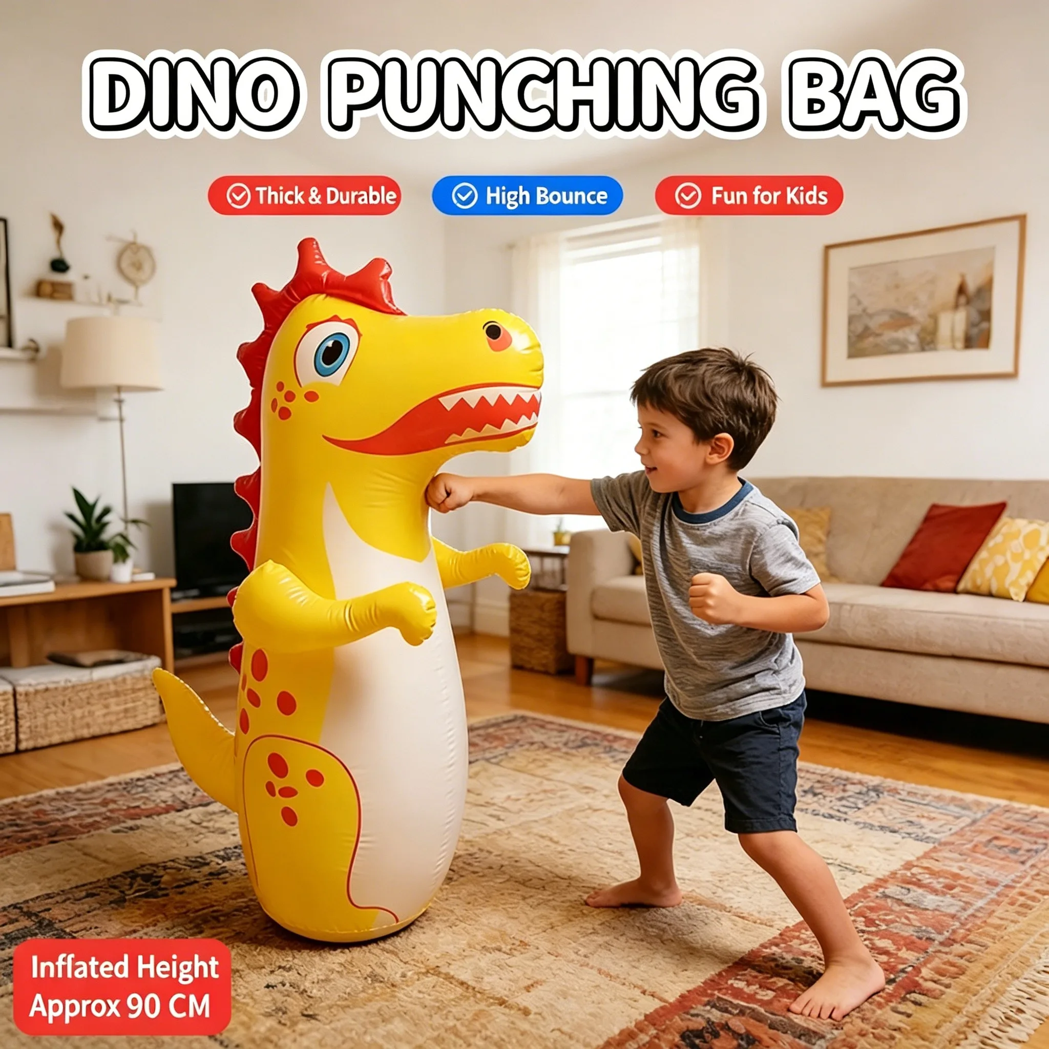 Inflatable Dinosaur Punching Bag Thick PVC Standing Tumbler Kids Indoor Play Toy Parent Child Interactive Birthday Party Gift