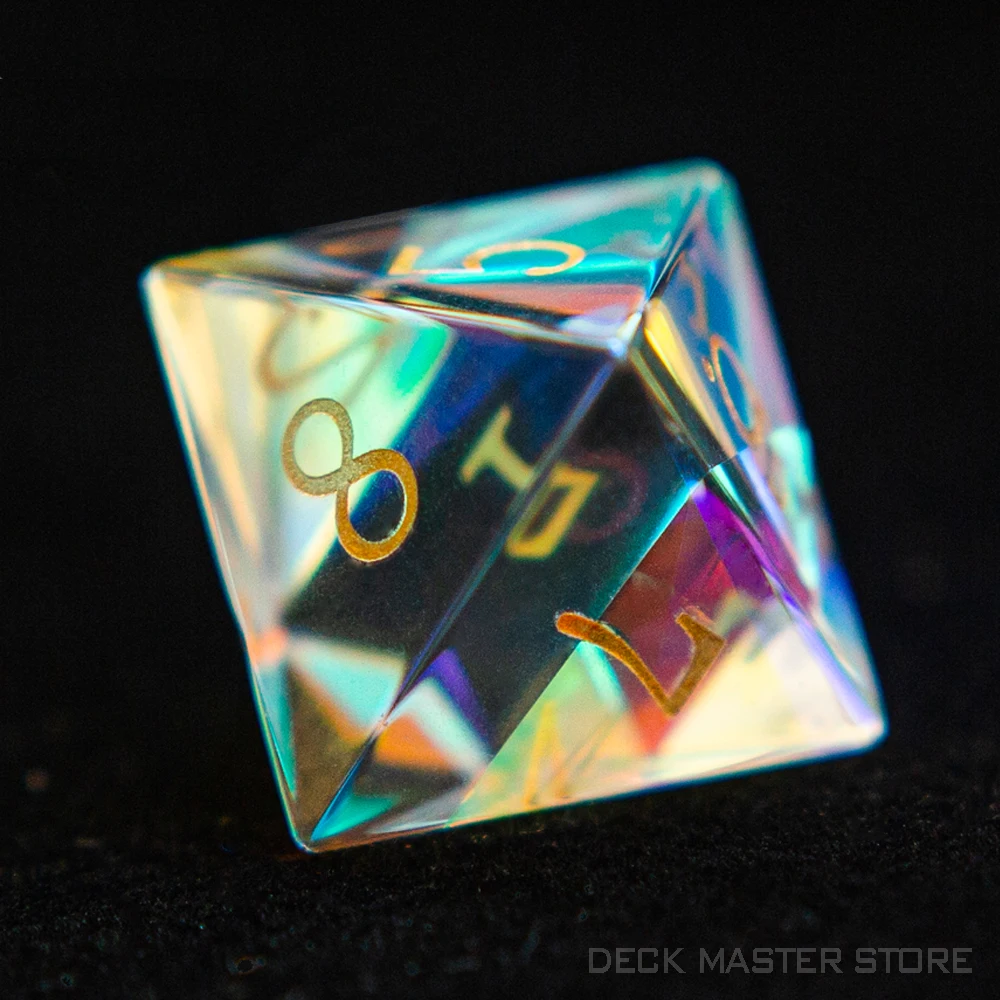 Colorful Glass Dice Polyhedral Gemstone Various Shapes Digital D20 DnD Dice for D&D TRPG Tabletop Games Board Games Dice