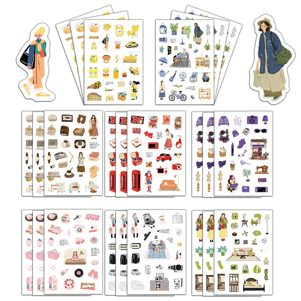 

8PCS Weekend Life Stickers Handmade Creative DIY Paste Phone Case Notebook Skateboard Desktop Account Stickers
