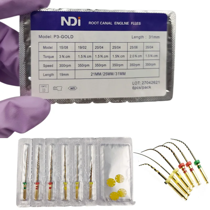 3Pack/Lot Dental Super Files Endo Rotary Files Niti Files  Heat Activation Rotary Files  P3 Gold Endo Files Root Canal 21/25/31m