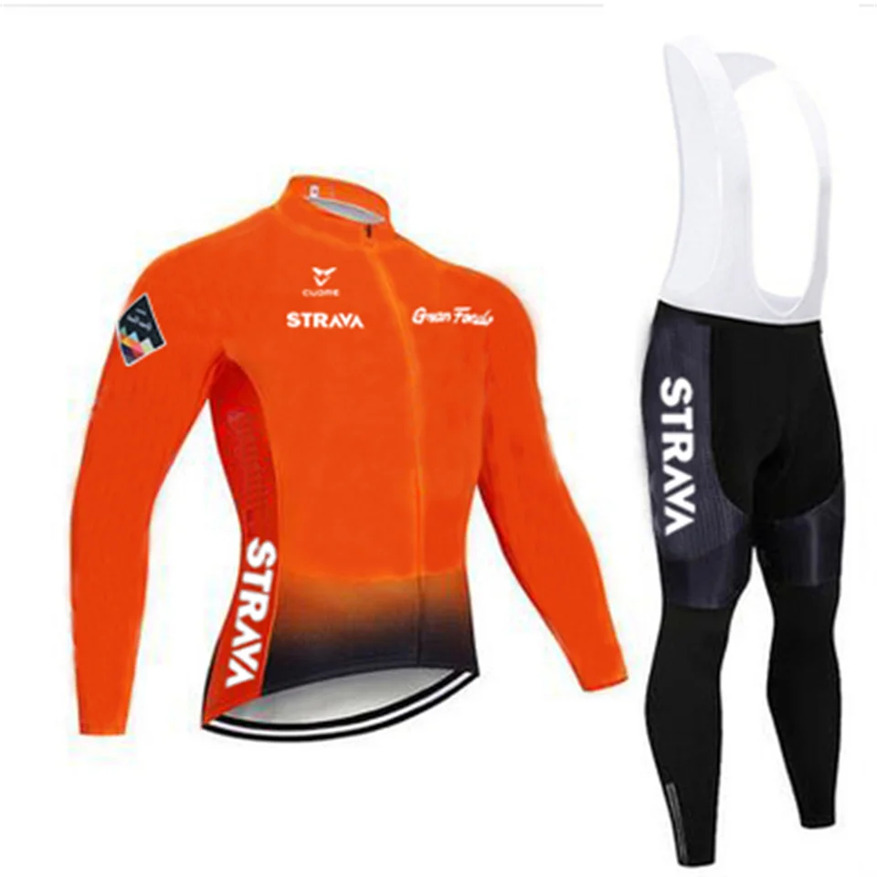 CUDRE STRAVA Men\'s Cycling Clothing Winter Set Racing Bike Jerseys Long Padding Long Sleeve Cycling Jersey Man Road Bikes Mtb