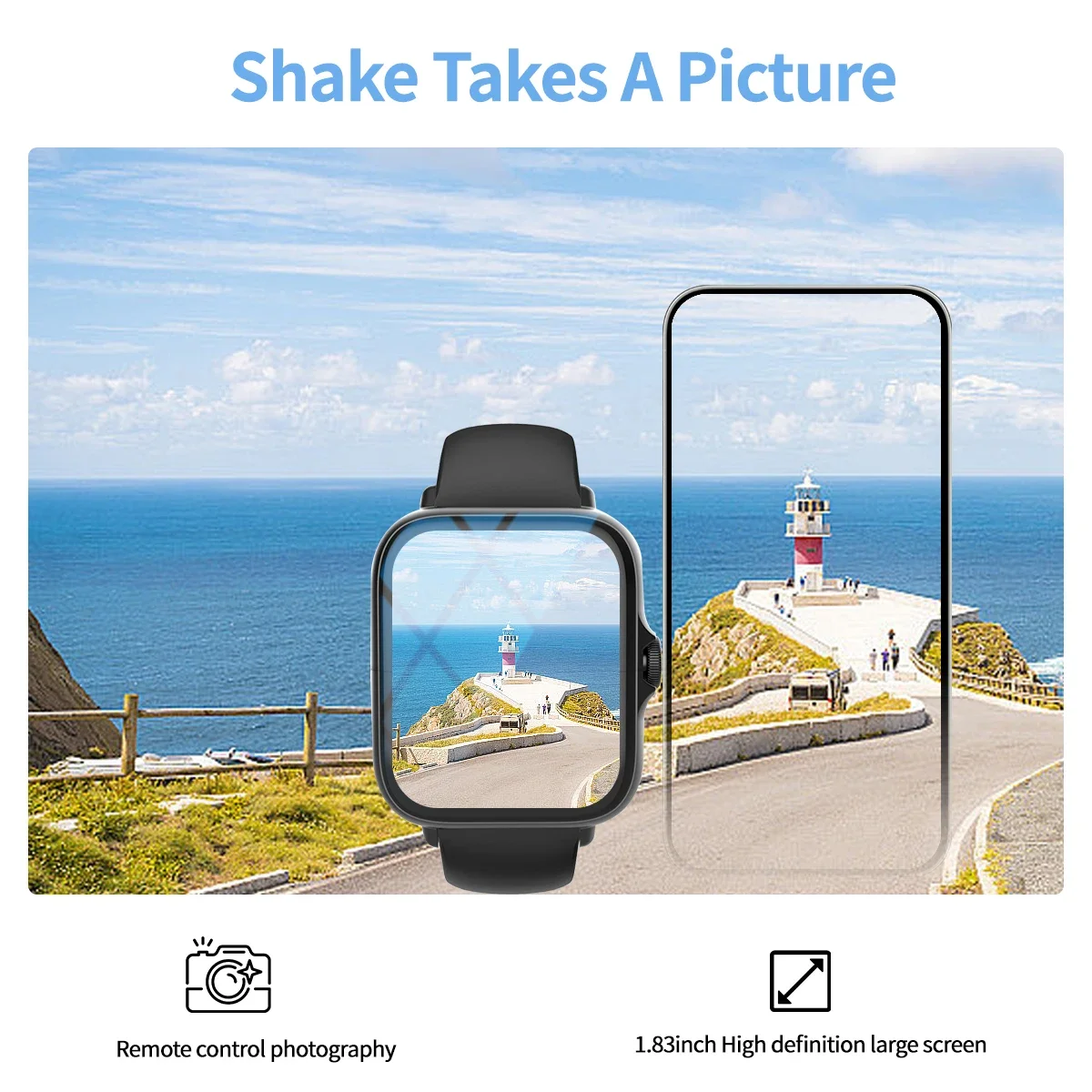 ساعة ذكية، مكالمات لاسلكية/موسيقى لاسلكية، تذكير بالرسائل، ورق جدران مخصص ووظائف أخرى، للجنسين #6