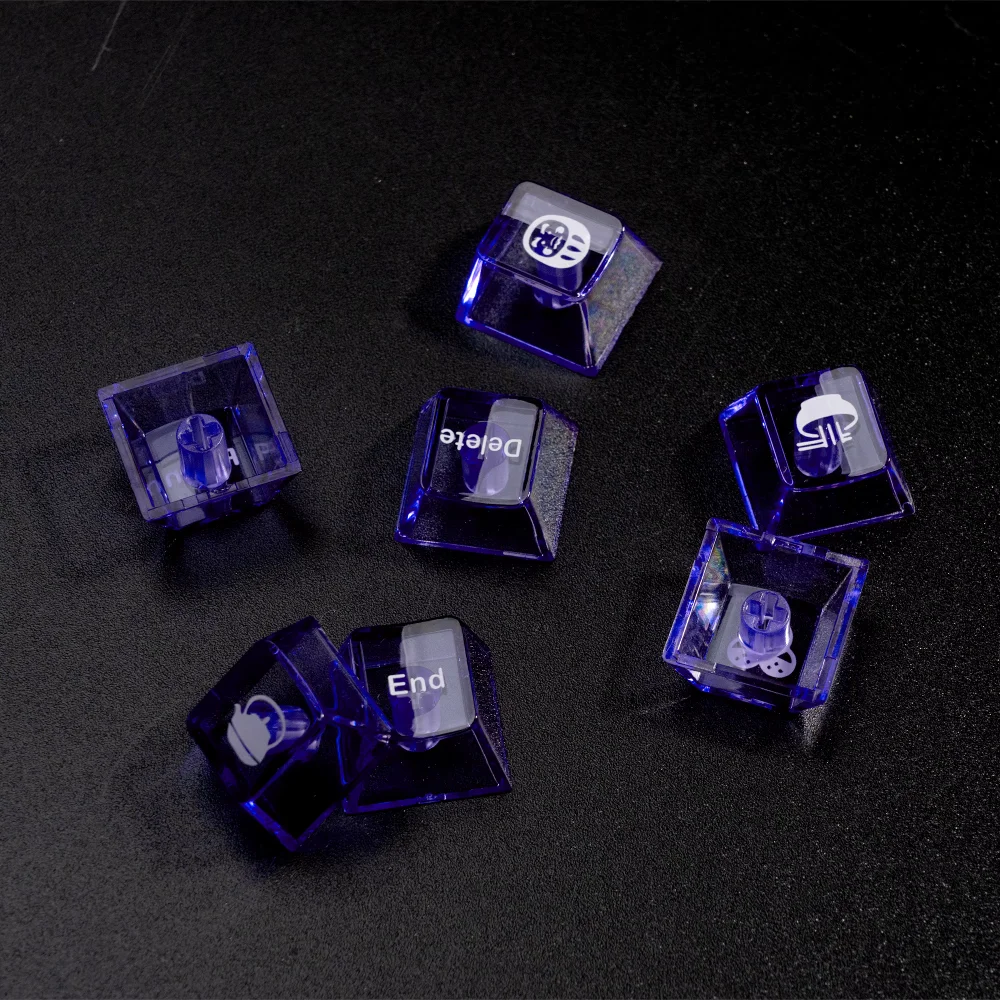 GEFENSI 124 Key Cherry Shaped Purple Transparent Keycap PC Material UV Transfer Printing Compatible With MX Switch Mechanical Ke