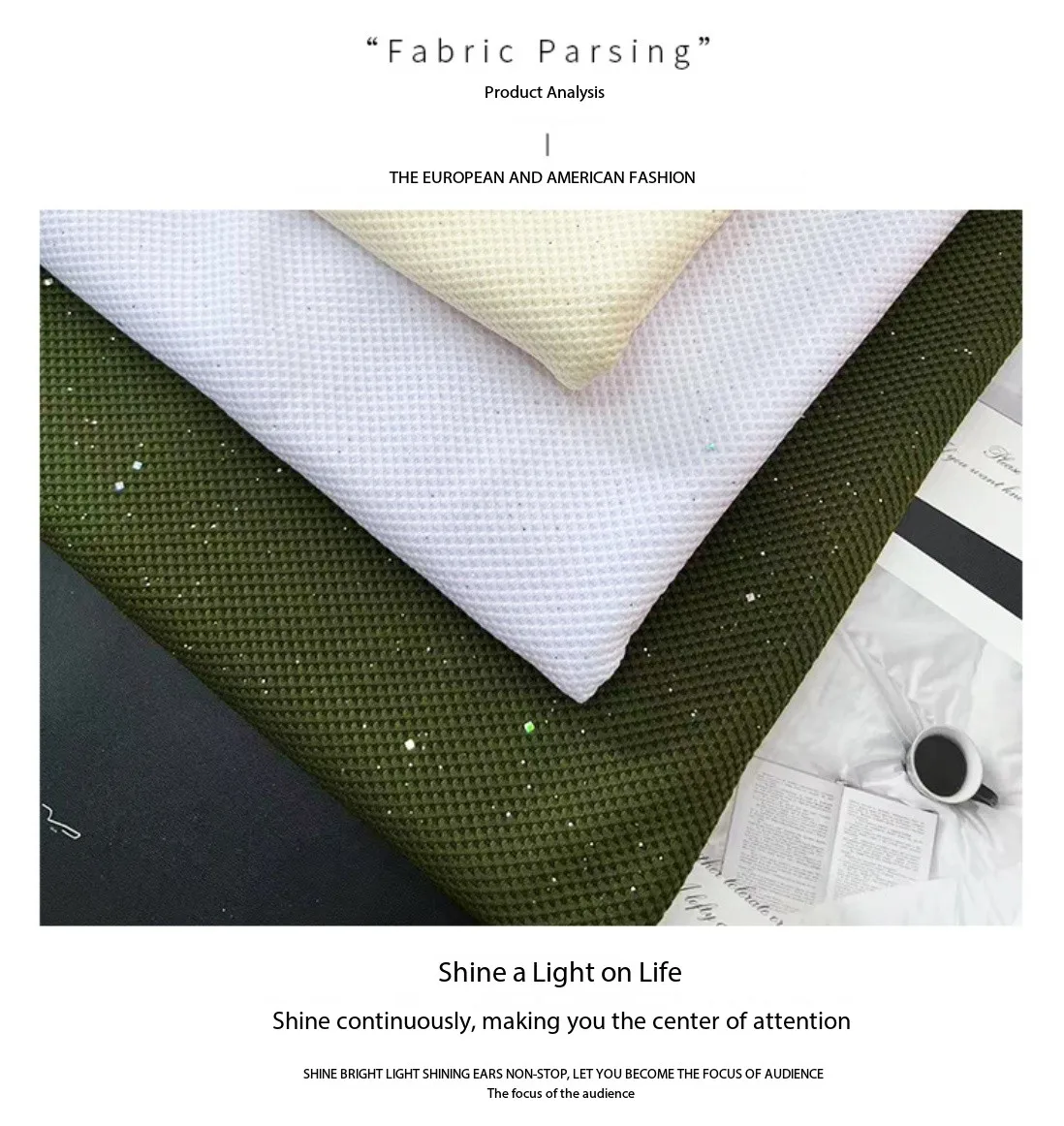 تصميم جديد نواة الذرة بالإضافة إلى الترتر نسيج رياضي محبوك بطانة مطاطية الملابس تي شيرت ملابس اليوغا نسيج ذاتي الصنع