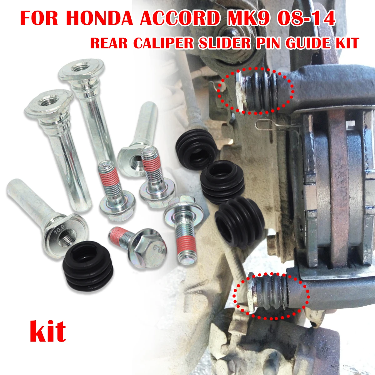 

Left Rear Right Brake Caliper Cylinder Slider Guide Pin For Disc Housing Bolt Bushing Boot FOR HONDA ACCORD MK9 2008-14 CKT1009