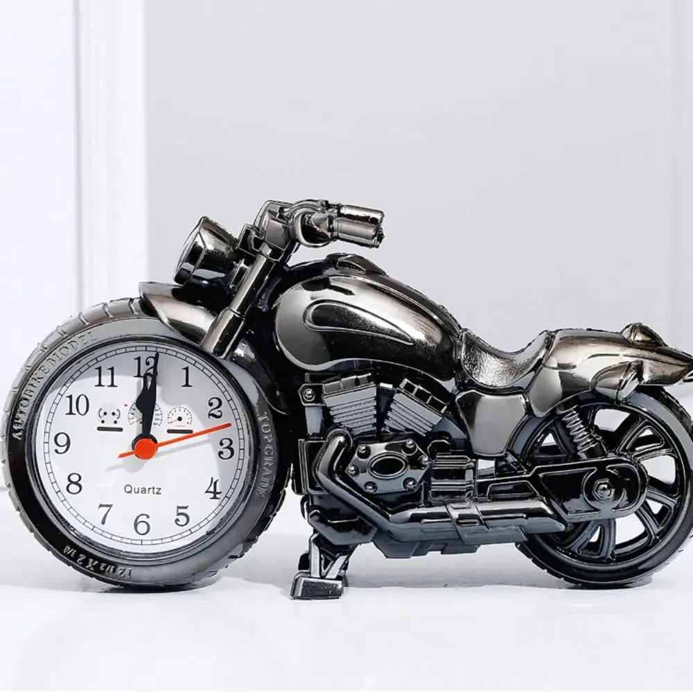 Arabic Numeral Motorcycle Pattern Easy to Use Art Crafts Motorcycle Model Motorcycle Alarm Clock Bedside Clock Desktop Ornament