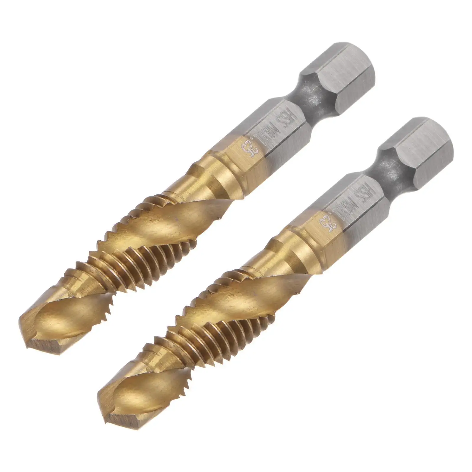 2pcs M8 x 1.25 Titanium Coated High Speed Steel 4341 Combination Drill Tap Bit