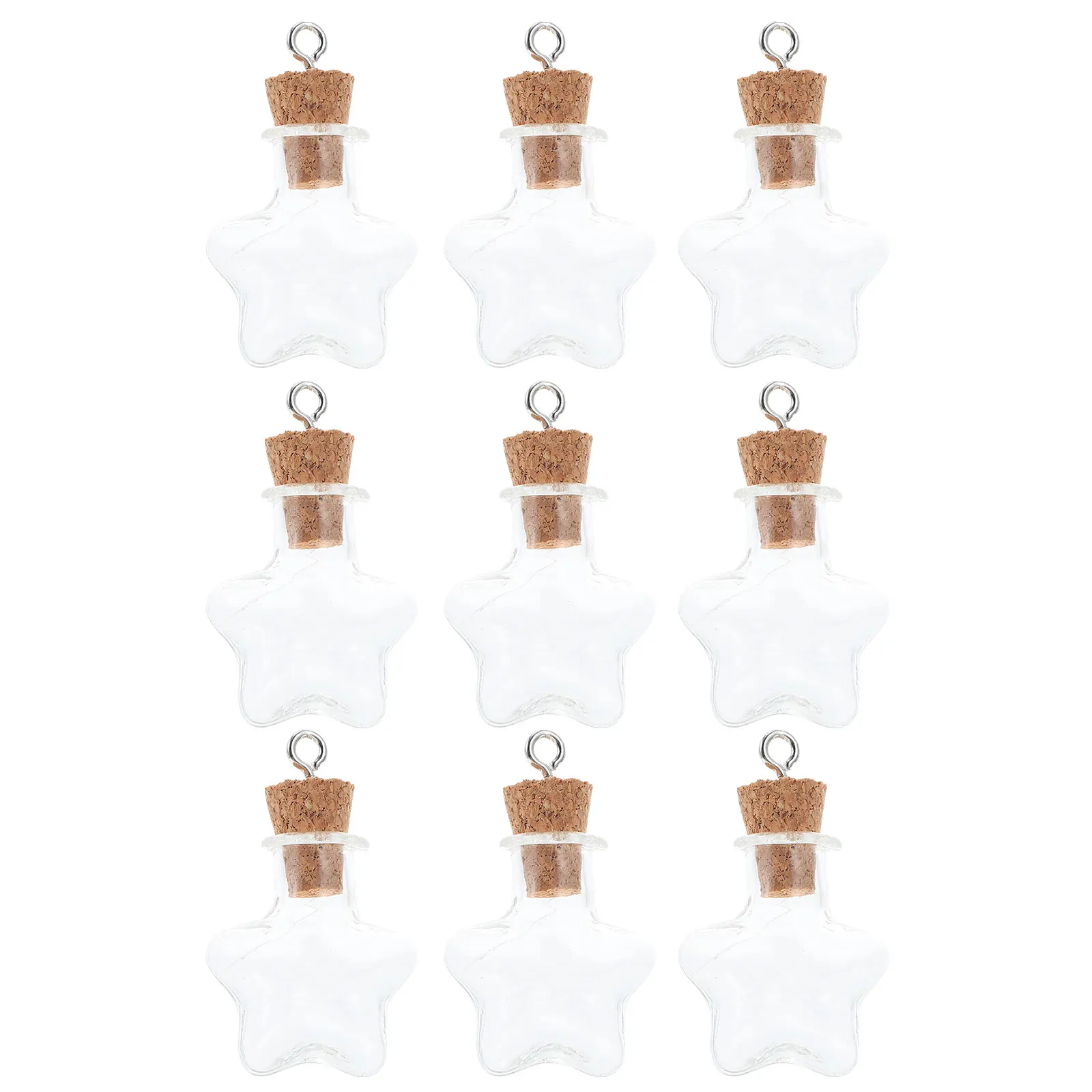

10 pcs Wishing Bottle Pendant Glass Storage Jars Transparent Mini Cork Bottles Creative Decorative Message Jar Drifting Bottle