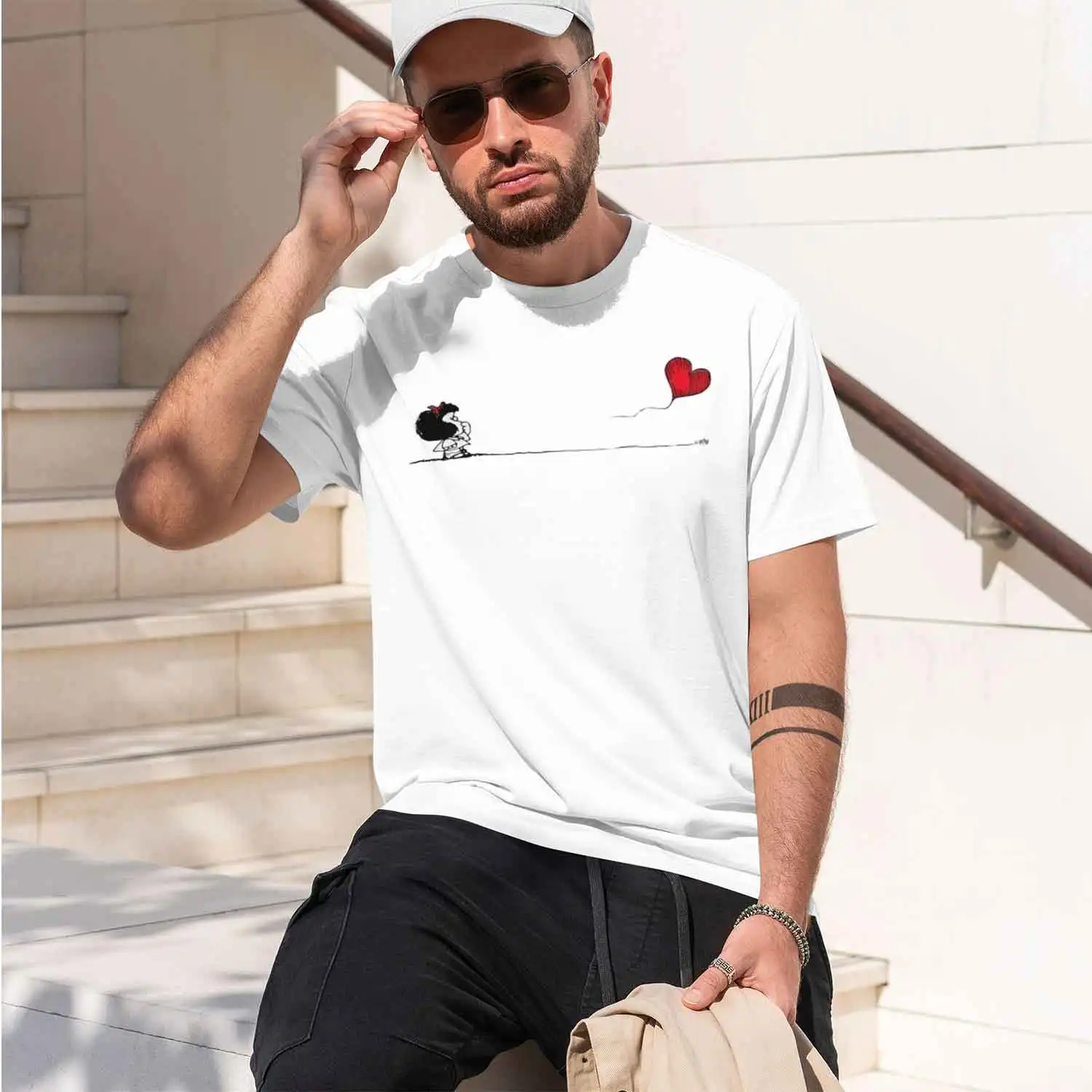 Balloon He Banksy Women's TShirt Mafalda Com Quino Crewne s Tops Lady T Shirt Funny Cute women 2026 New Model Men’s Short-sleeve