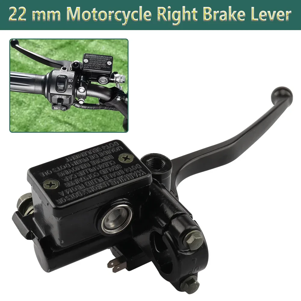 Pompa Freno Destra Moto 22mm, Cilindro Maestro Anteriore Idraulico, Leva Freno per Honda Kawasaki Dirt Bike ATV Quad Moped Go Kart