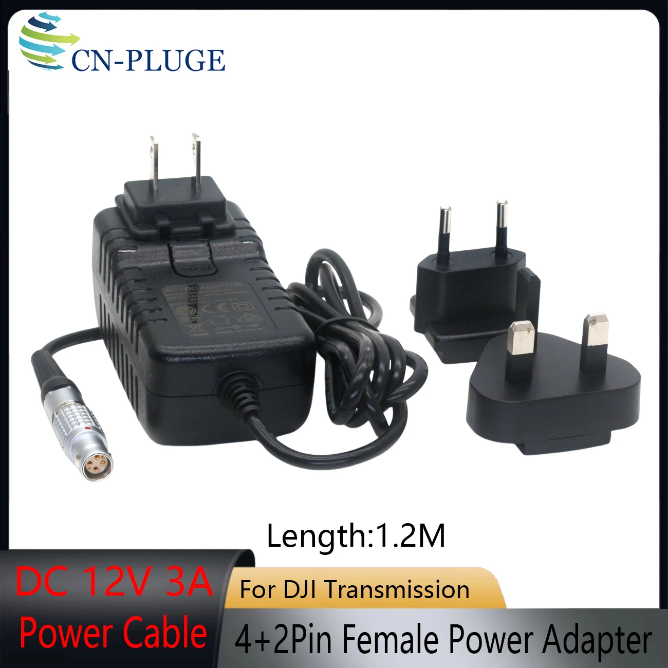 DJI Image Transmission High Brightness Display Power Cord 110-220V to 12V 3A DC Adapter To 6Pin Female