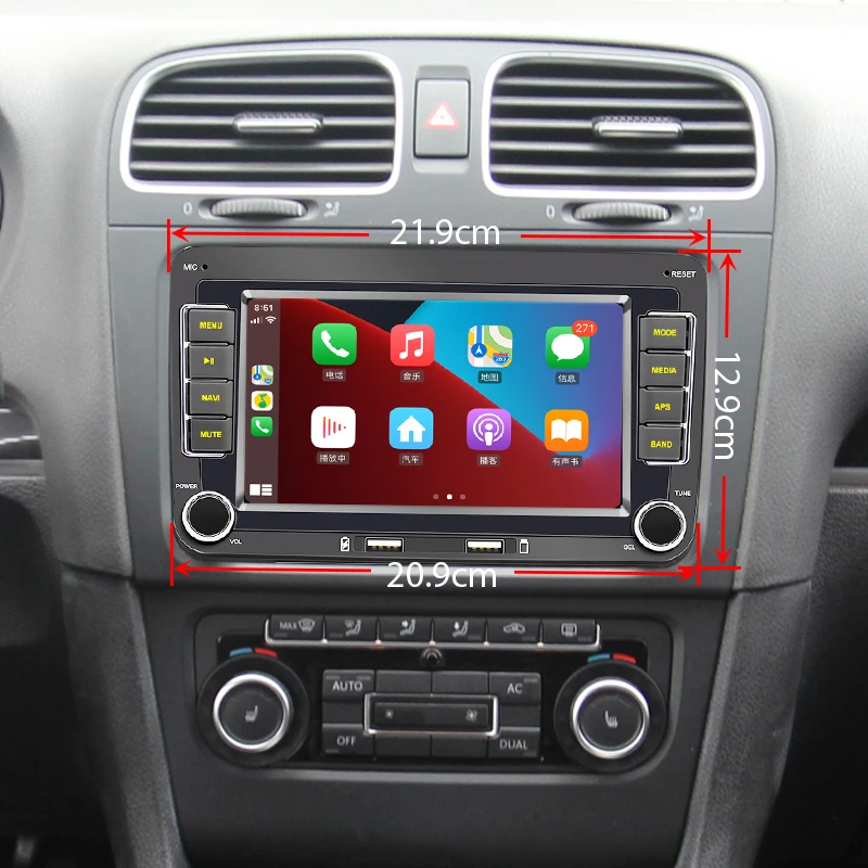 Radio con GPS para coche, reproductor con Android, 2 Din, inalámbrico, Carplay, Bluetooth, manos libres, RDS, para Volkswagen Golf Mk5 Mk6 Jetta