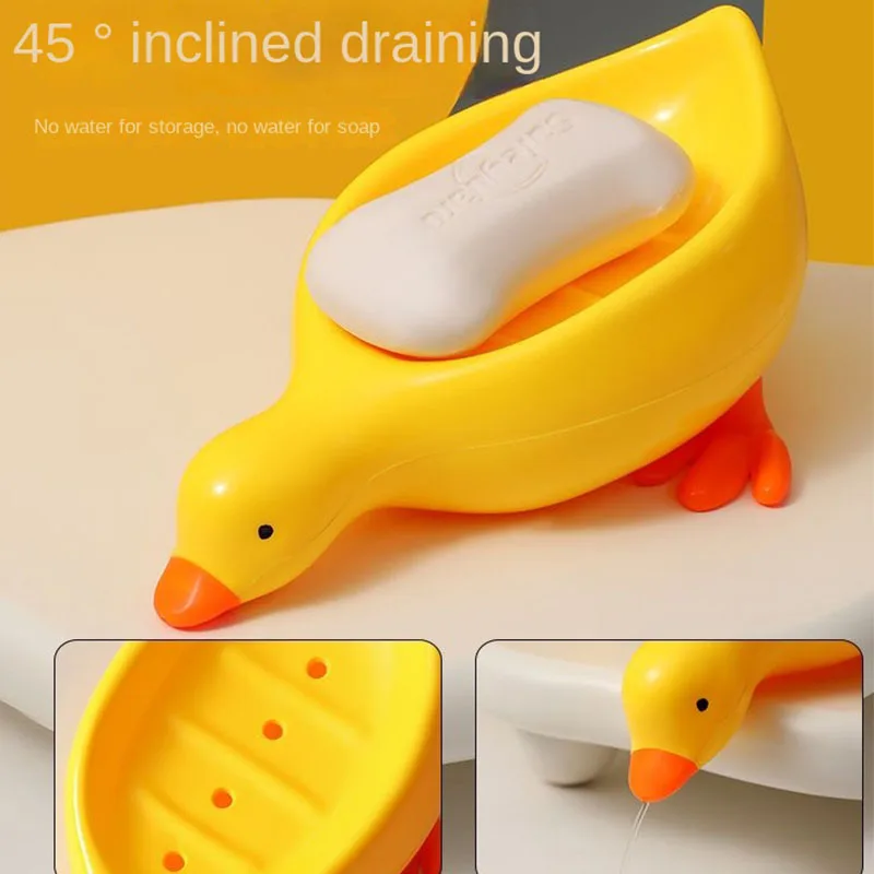 Soap Tray Self-draining Soap Rack Cute Duck-shaped Creative Rack for Shower Bathroom Kitchen Tub Sink Tray Bracket Bathroom