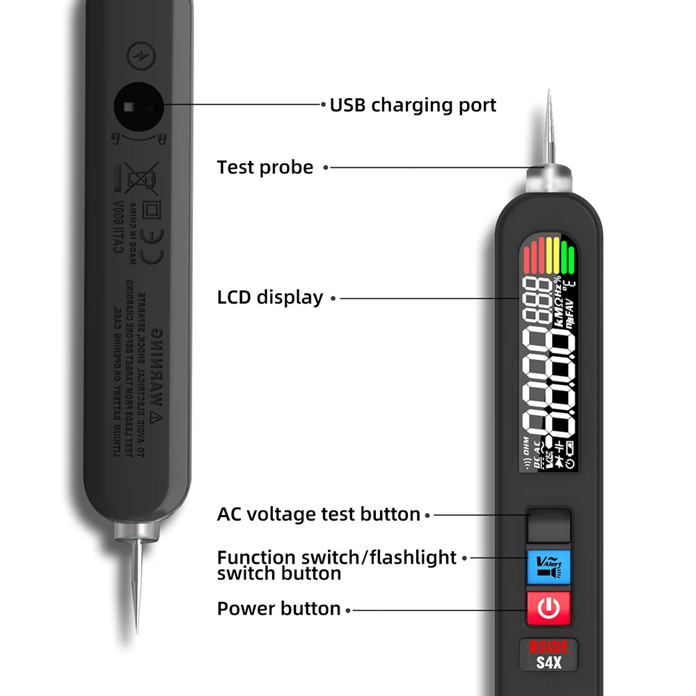 Imagem -03 - Tensão Tester Pen 12v300v Recarga Detecção sem Contato Fuga Live Wire Breakpoint Finder Portátil Household Bside-s4 e S4x