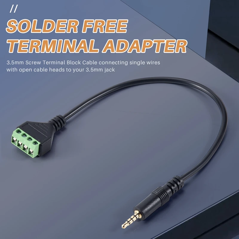 3.5Mm Screw Terminal Adapter Speaker Cable 4-Core Stereo TRRS Male Hole To AV 4 Screw Terminal Balun Connector Cable