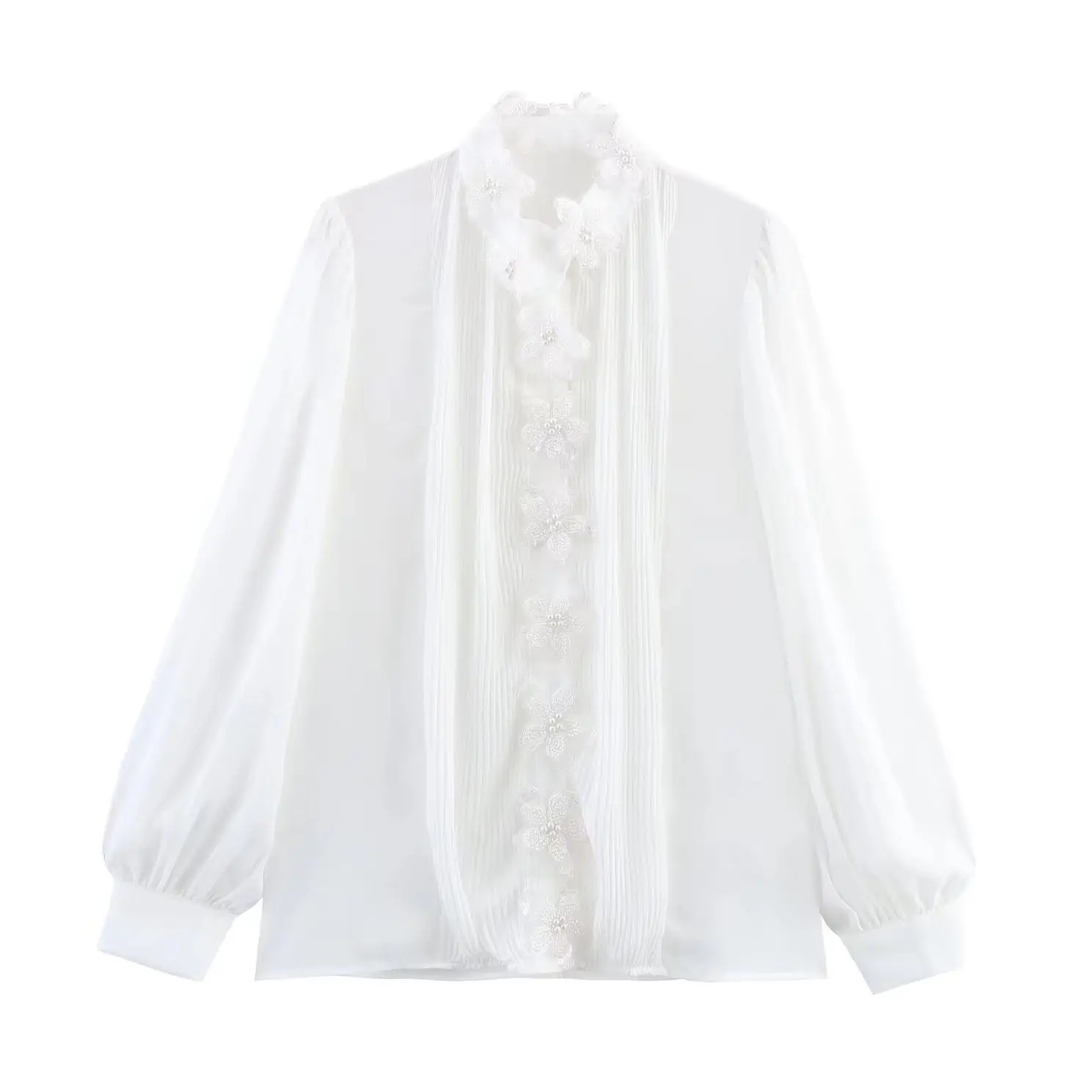 

KONDALA шикарная белая 3D цветочная жемчужина летняя женская рубашка на пуговицах элегантная блузка мода 2025 женская офисная женская повседневная рубашка