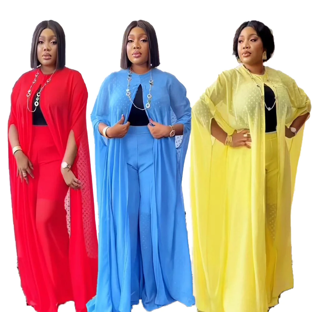 

New Long Dresses Women Maxi Casual Ladies chiffon Womens Sets Two Piece African women's wear boubou femme