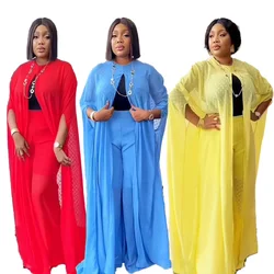 Conjunto maxi de duas peças para mulheres, vestidos longos casuais para senhoras, chiffon, roupa africana, novo