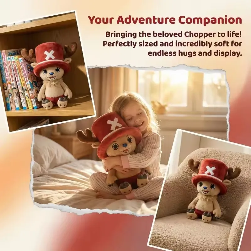 Neue Anime One Piece Chopper Plüschpuppe Niedlicher Schiffsarzt Hirsch mit Rosa Hut Anime-Zubehör Spielzeug Geburtstags-Weihnachtsgeschenk