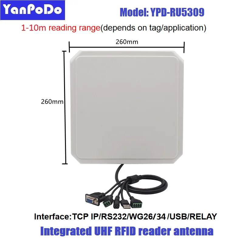 Yanpodo 10M TCP/IP uhf rfid reader long range USB RS232 WG26 WG34 RELAY free SDK for parking and warehouse management