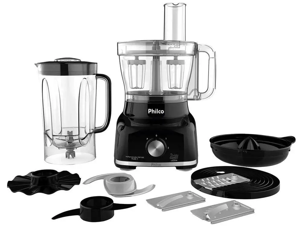 Philco Food Multiprocessor 1700W Black PMP1600P 9 in 1 - 220V