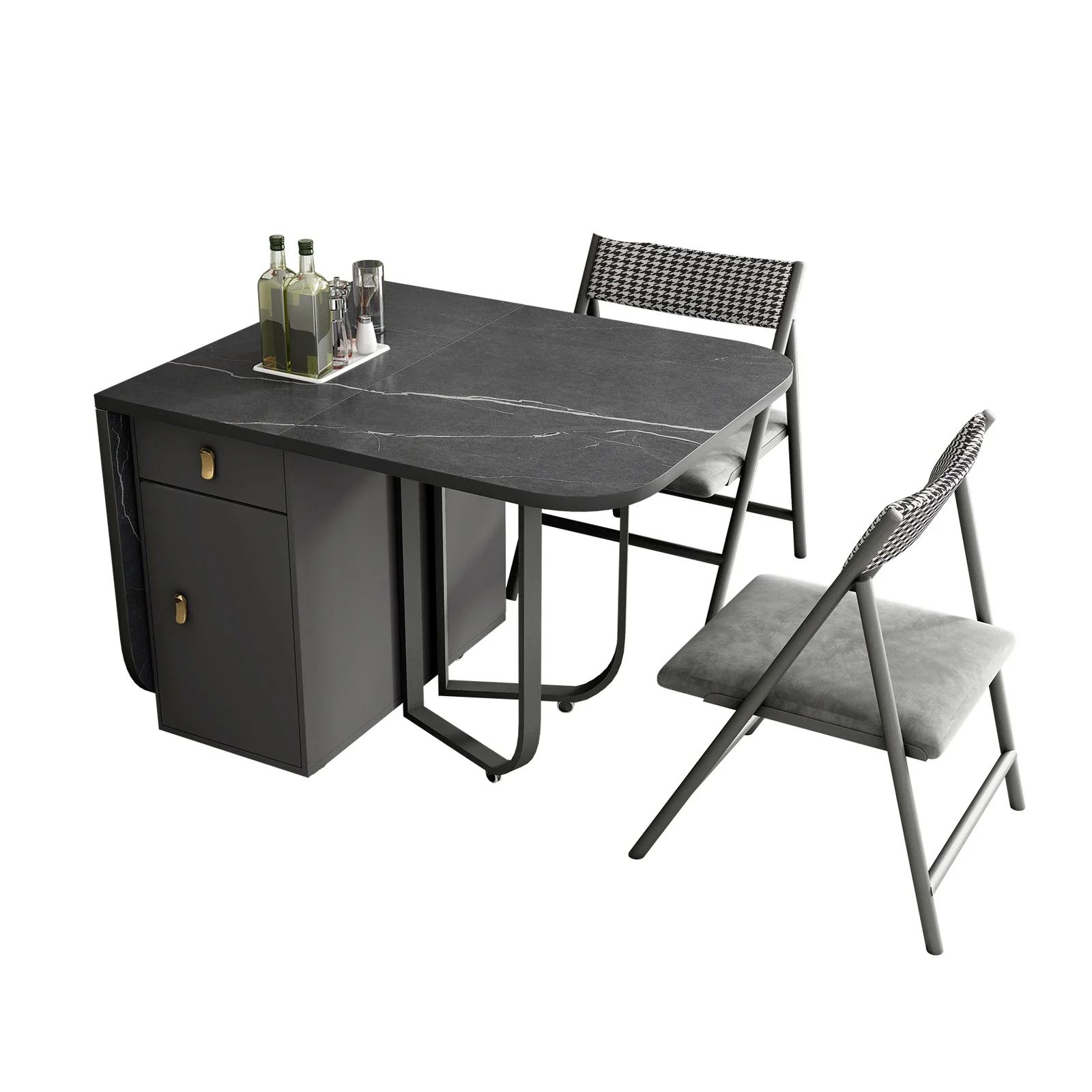 ZMovable Fashion Folding Dining Table Furniture Multifunctional Rectangle Dining Table And Folding ChairsZ