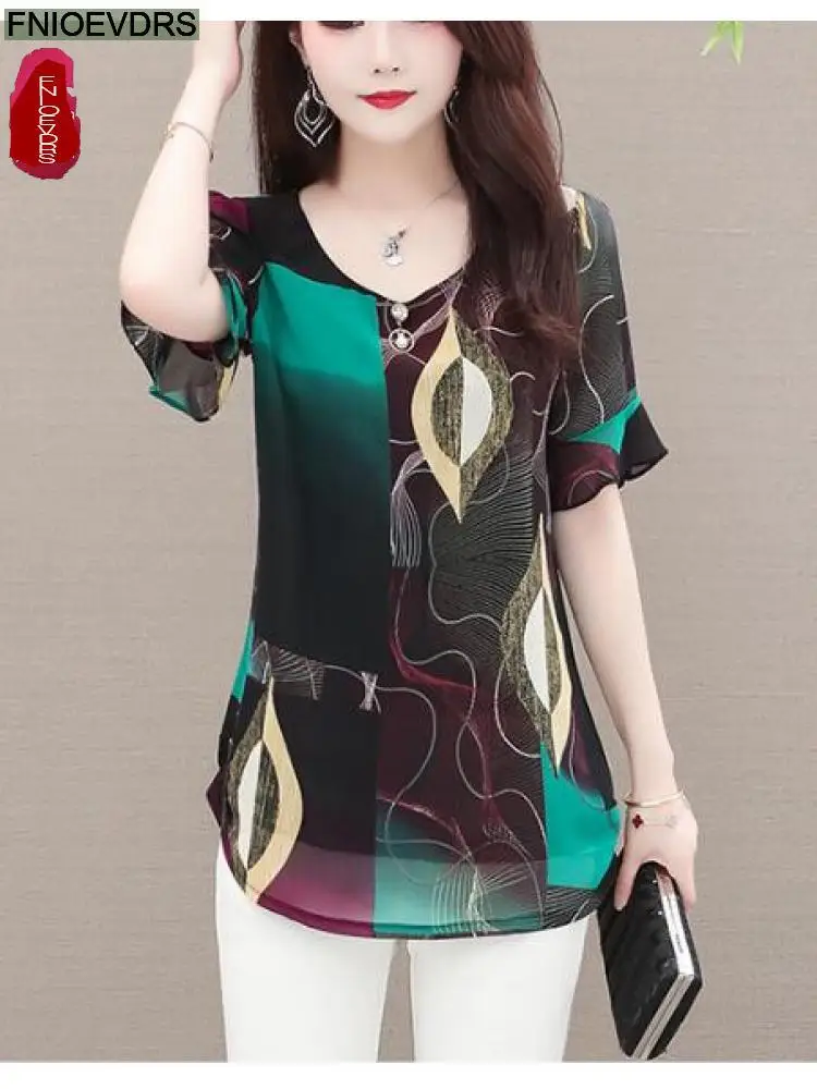 M-5XL Loose Clothes 2023 Women European Style Office Lady Long Shirt Holiday Floral Print Belly Black Tunic Peplum Top Blouses