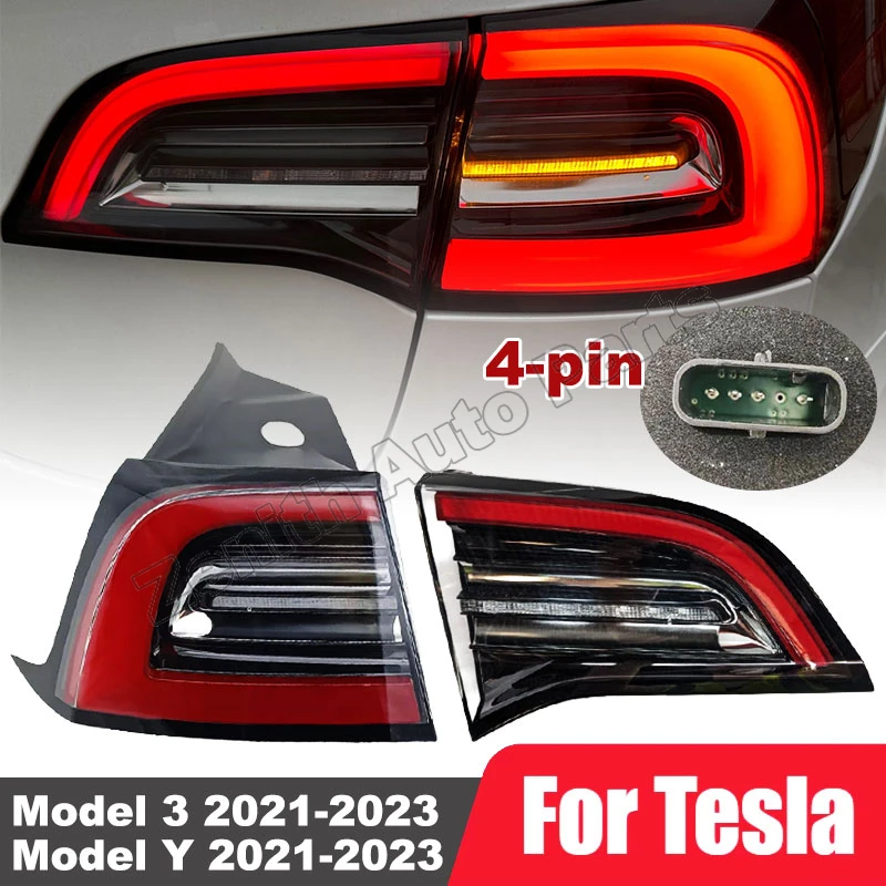 

Rear Lamp Outer LED Tail Light Brake Lamp For Tesla Model Y/3 2021 2022 2023 4-Pin Turn Signal Running Lamp 1502086-00-D 1502087