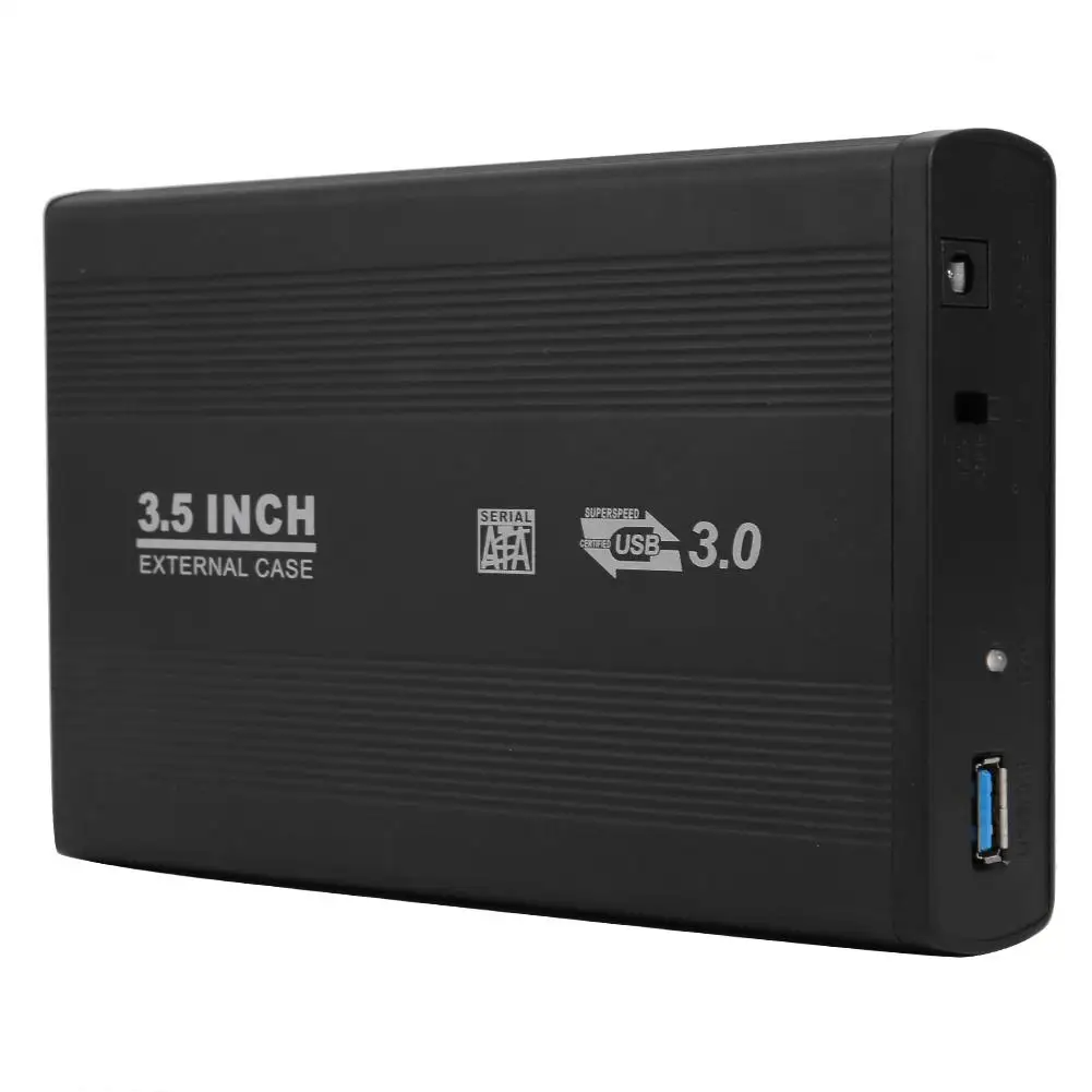 3.5 inch SATA to USB3.0 HDD Box SSD Case Hard Disk Case External Hard Drive Enclosure Box with EU Adapter