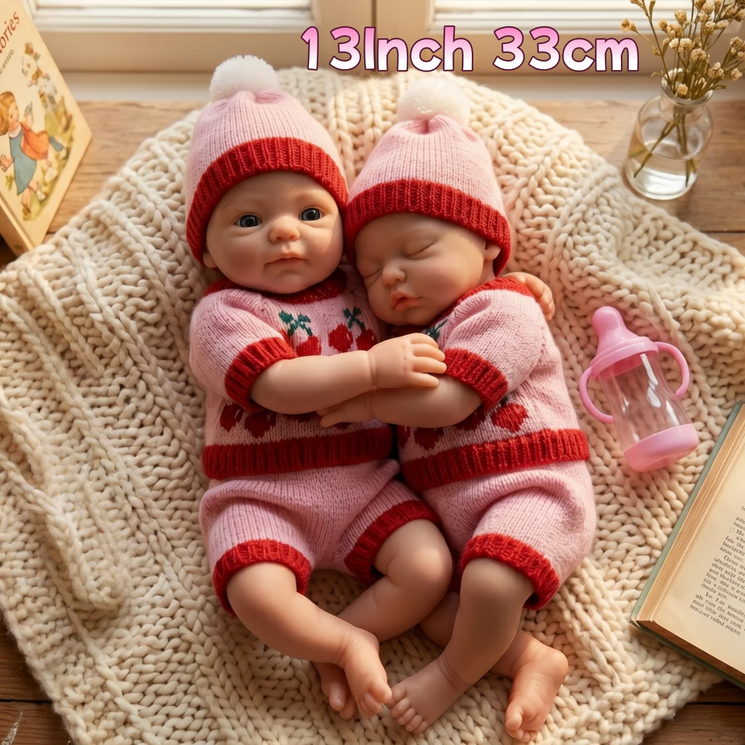 OtardDolls--1PCS/2 Style Open Mouth Solid bebe reborn de silicona Girl Dolls With Waterproof Body Soft Touch Newborn Girl  Dolls