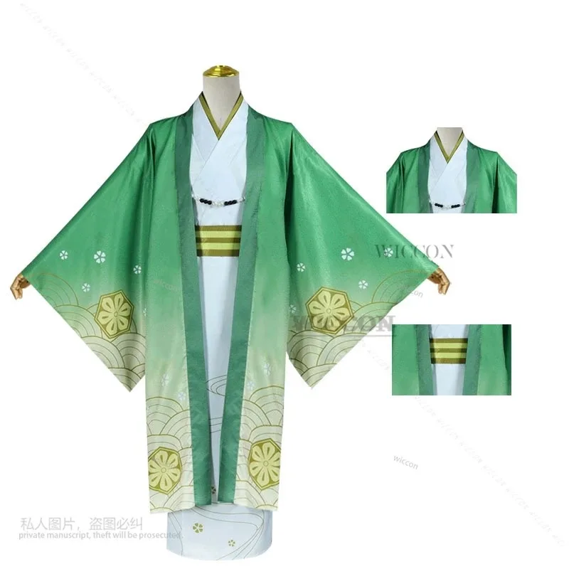 Anime BSD Nakajima Atsushi Cosplay Costume Wig Festival Spring Green Kimono Haori Cloak Man Carnival Halloween Suits;3,k8't,