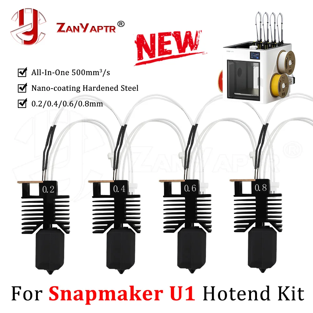 

For Snapmaker U1 Hotend Kit Hardened steel Nozzle 300°C Ceramic Heater for 3D Printer Replacement Parts