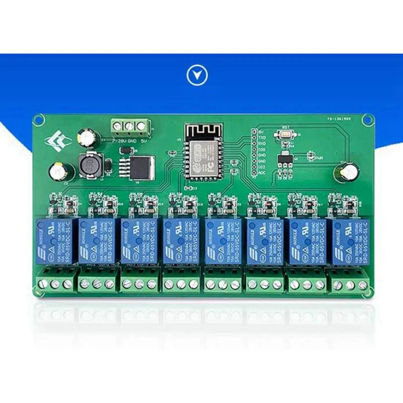 ESP8266 واي فاي 8 قناة التتابع وحدة ، ESP-12F مجلس التنمية ، امدادات الطاقة ، 5 فولت ، 7-28 فولت ، وحدة واي فاي اللاسلكية ، 3X