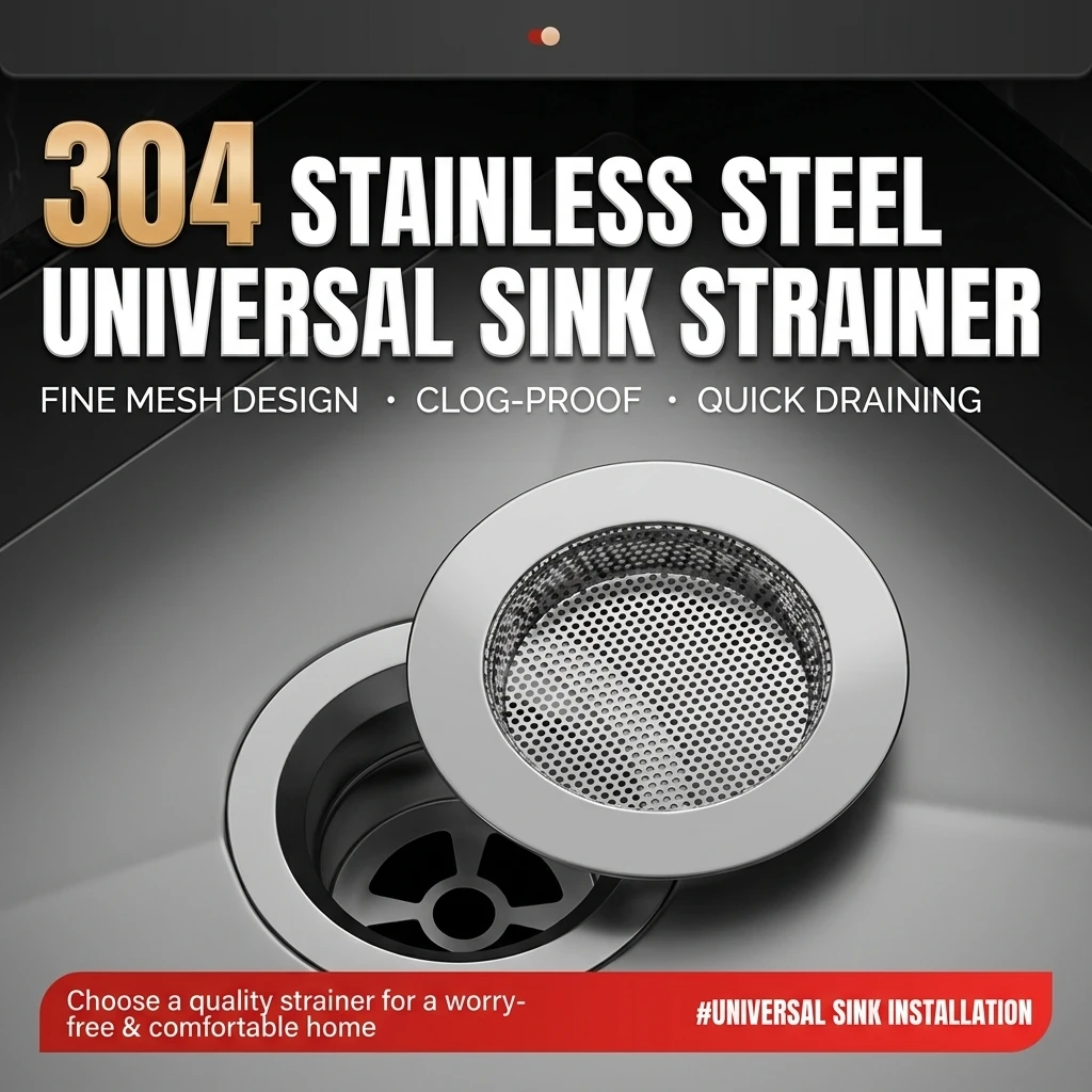 YGTITAN 304 Stainless Steel Kitchen Sink Strainer, Universal Drain Filter for Food & Hair, Anti-Clog Mesh Basket Cover Kit