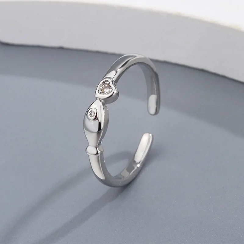 925 Sterling Silver Fish Heart Geometry Rings For Women Vintage Luxury Jewelry Accessories Wholesale Jewellery Argent 925