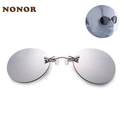 NONOR Nose Clip Sunglasses Metal Small Round Frame Mini Portable Sun Glasses for Men and Women Sunglasses Clip