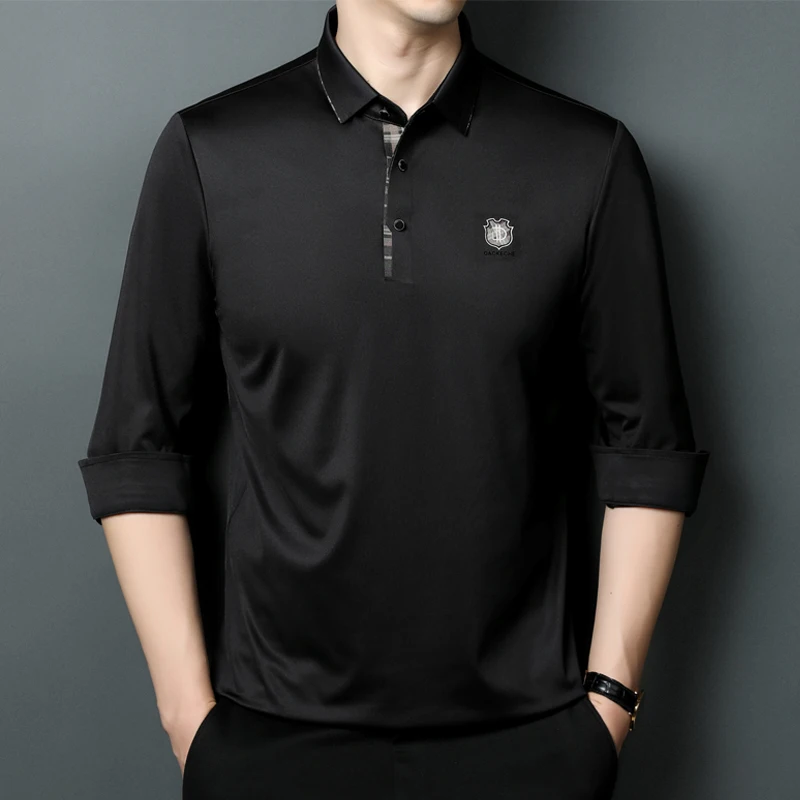 

High-end men's new long-sleeved T-shirt men's summer middle-aged business dad casual comfortable polo shirt