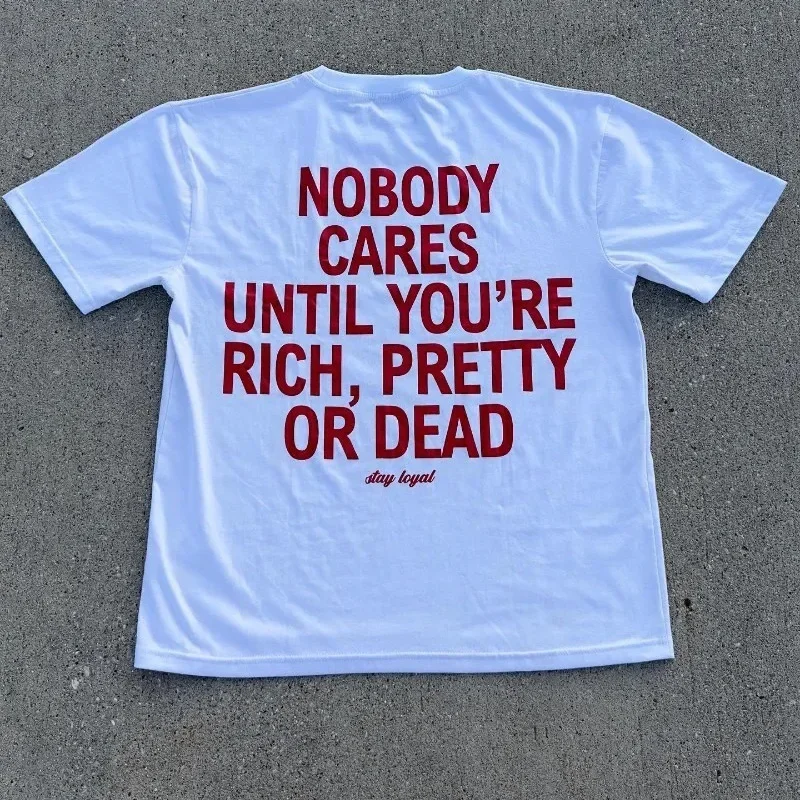 Camiseta holgada informal con cuello redondo para mujer, camisetas de manga corta con estampado de letras Y2K Harajuku Hip Hop Punk, camisetas gráficas de verano de los años 90