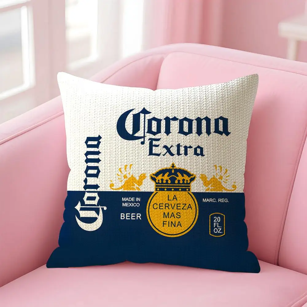 C-CoronaS E-Extra Beer LOGO Cushion Cover Decorative Linen Throw Pillow Case Soft For Bed Sofa Car Home Decor