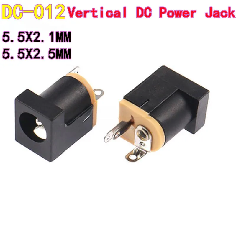 

50PCS DC‑012 Vertical DC Power Jack DC Jack 5.5×2.1mm, 5.5×2.5mm 180° Female Receptacle DC012