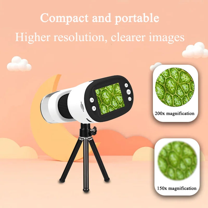 Handheld Digitale Microscoop Voor Kinderen Met 2Inch HD Scherm Videotape 200-1000X Pocket Microscoop Educatief Cadeau Voor Kinderen