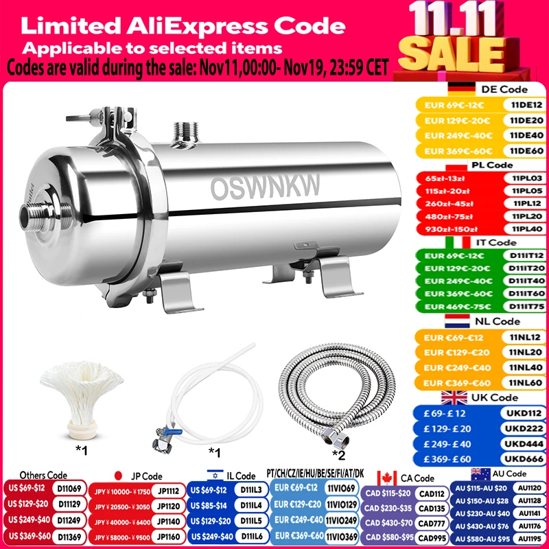 

Whole house water purifier 0.01um PVDF pre-filter 1000L SUS304 water filter can be continuously cleaned for 5 years