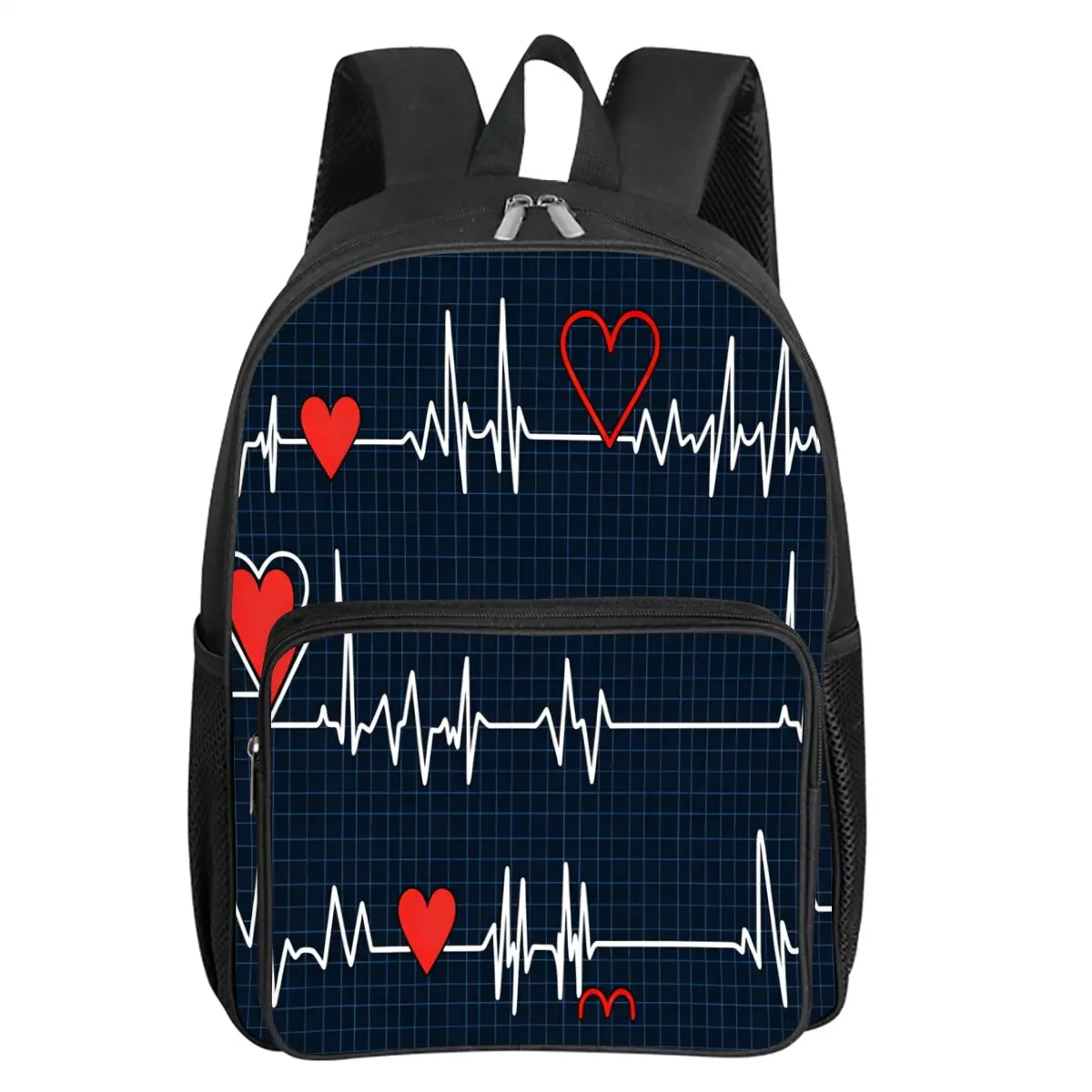

Рюкзак с квадратным передним карманом и принтом электрокардиограммы для мальчиков и девочек, лучшие подарки, школьная сумка с 3D мультяшным принтом для детей