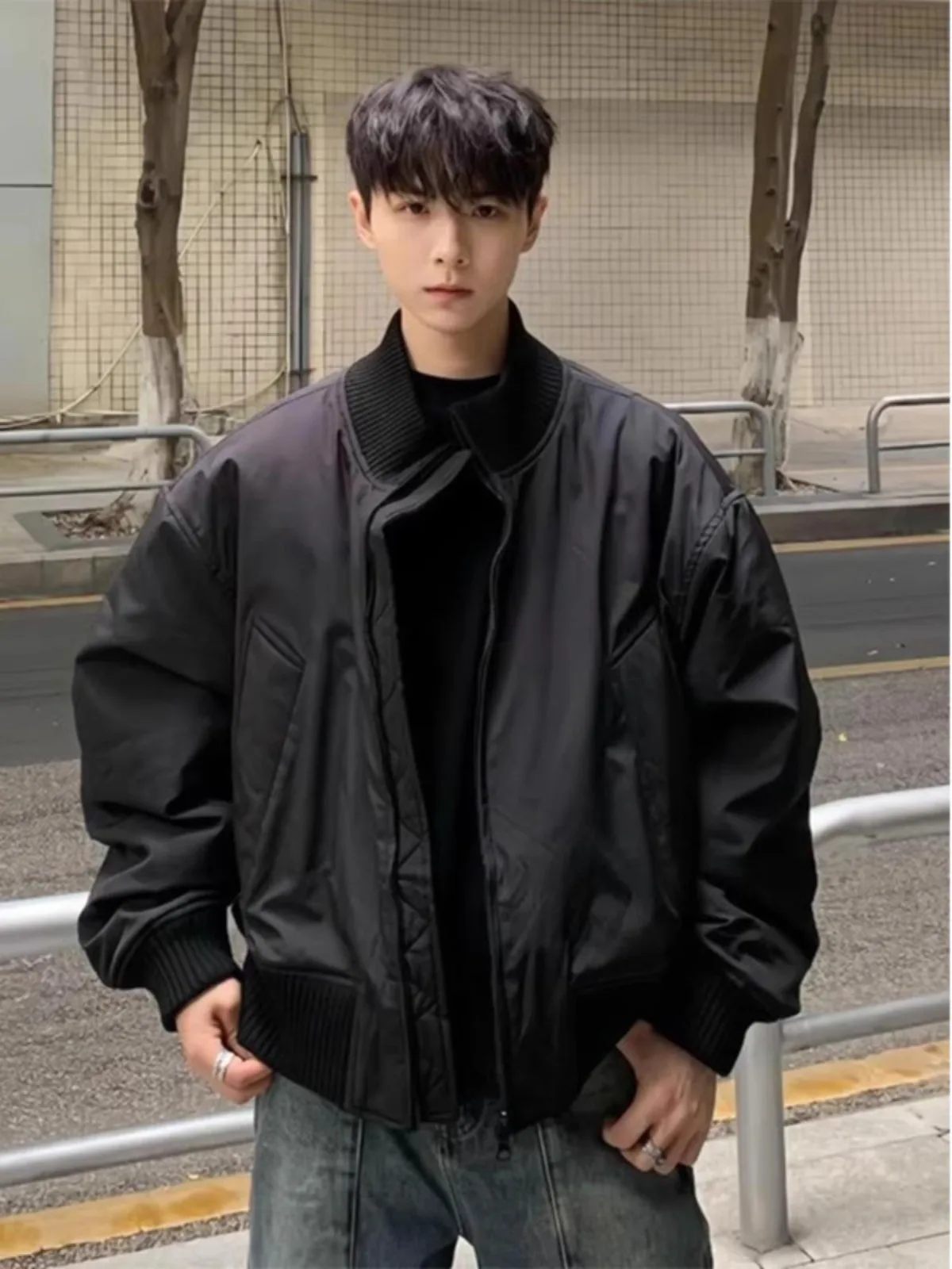 

Cleanfit Men's ort Cotton Jaet Pilot Sle Thiened American Sle Baseball Coat Warmth Youth Trendy Winter Outerwear