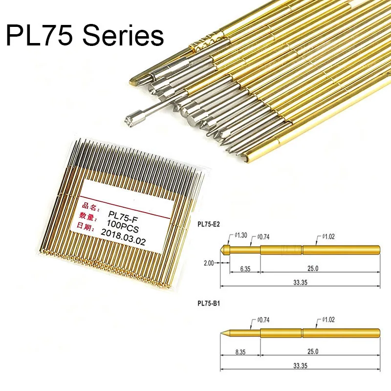 20PCS/bag Spring Test Pin PL75-A2 B1 E2 D2 H2 G1 J1 Q1 Q2 T2 LM2 Outer Diameter 1.02mm Length 33.5mm PCB Probe