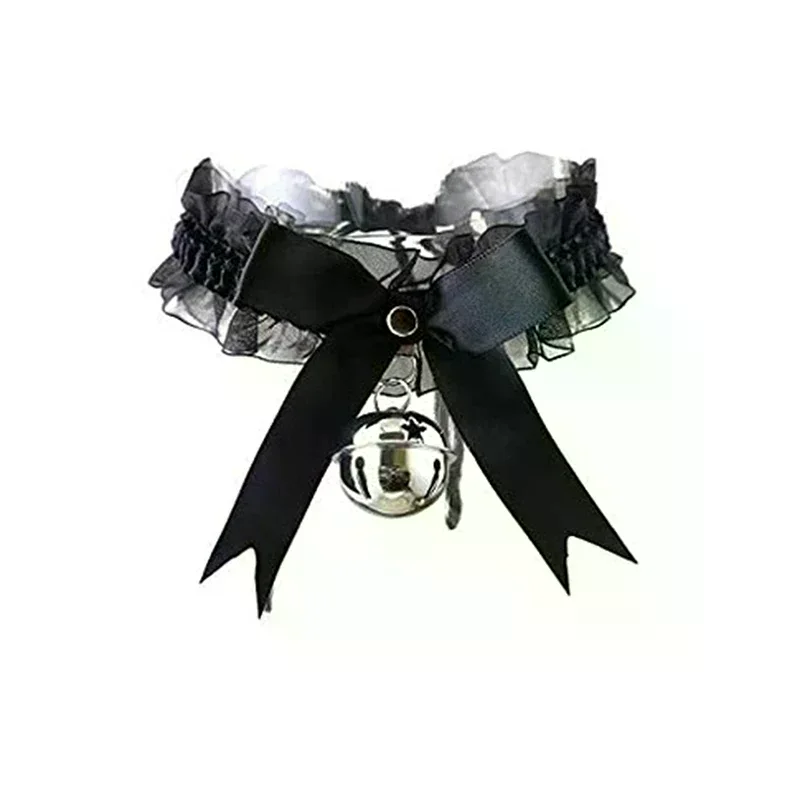 /HTF/Gothic Women's Sexy Necklace Bow Knot Lace Collar Pendant Small Bell Choker Jewelry Making DIY Craft Accessories