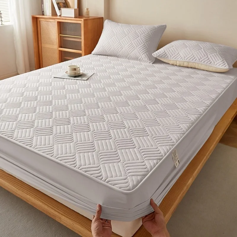 Picture 7: 2025 new solid color jacquard washed cotton polished padded fitted sheet  available in all seasons, including pillowcases
