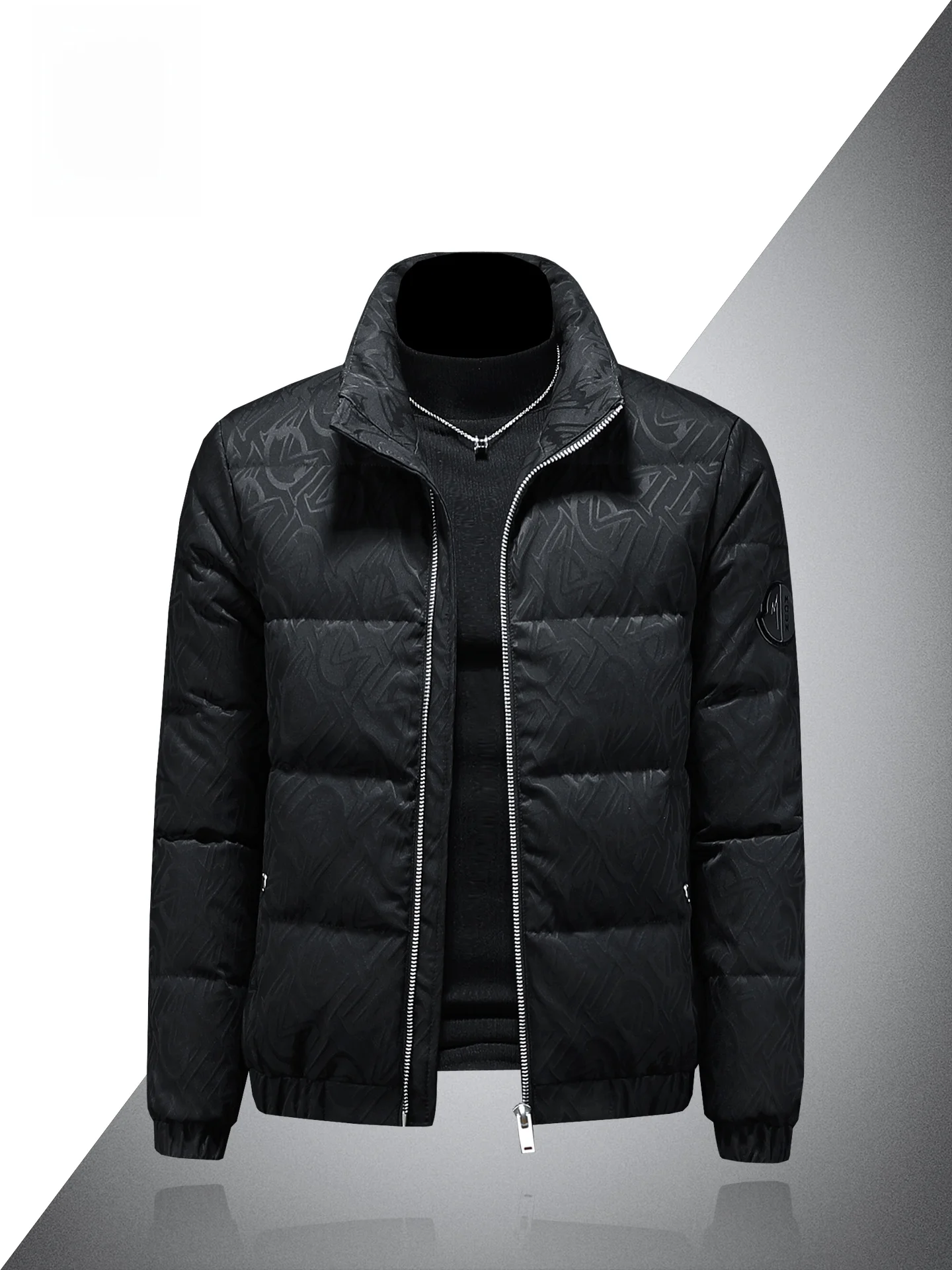 

Мужская повседневная куртка премиум-класса с вышивкой, 90% белого пуха, с воротником-стойкой, теплая верхняя одежда, новинка 2025 года