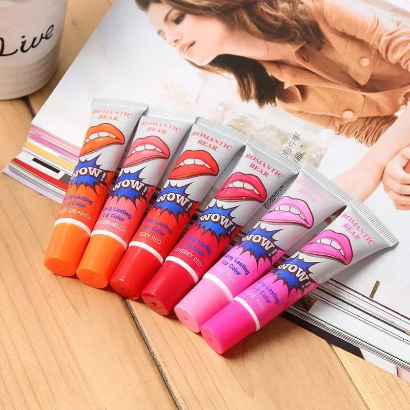 Magie 6 Farben schälen flüssigen Lippenstift wasserdicht dauerhaft keine verblassende Lippen tinte Tränen Lip gloss Tattoo gefärbte Lippen glasur Lippen Kosmetik